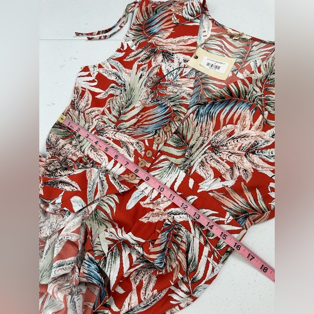 NWT Easel Palm Leaf Printed Button Front Duster E… - image 7